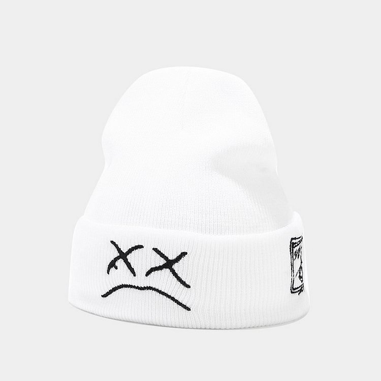Sad Boy Face Hip Hop Knitted Beanies Hat For Winter
