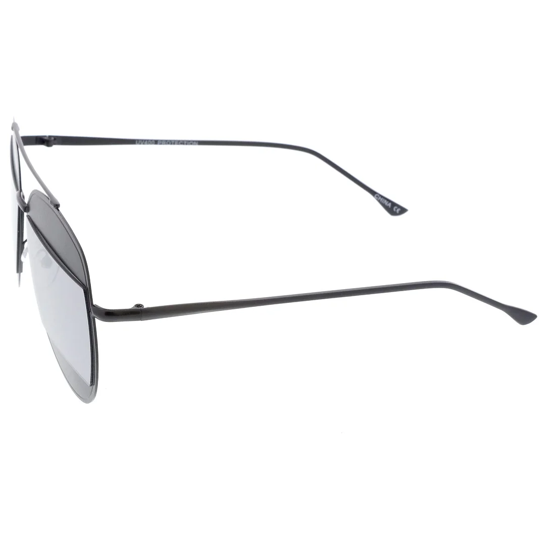 Two-Toned Metal Thin Temple Brow Bar Colored Mirror Split Lens Aviator glasses 57mm