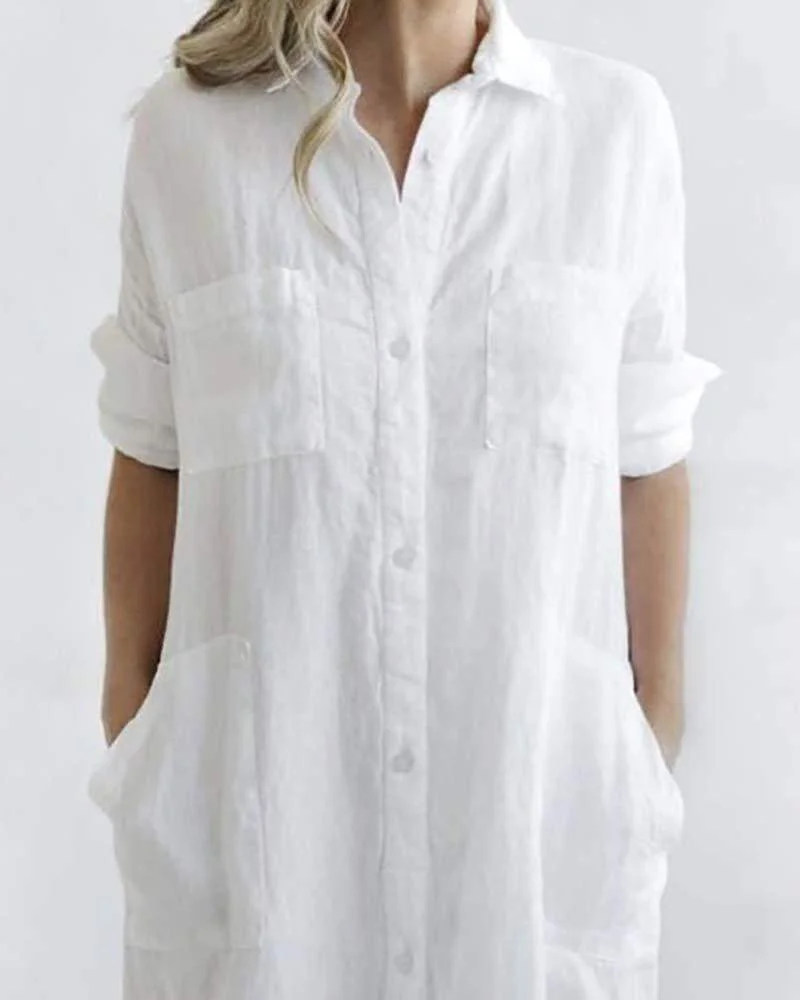 Solid Color Simple Shirt Dress