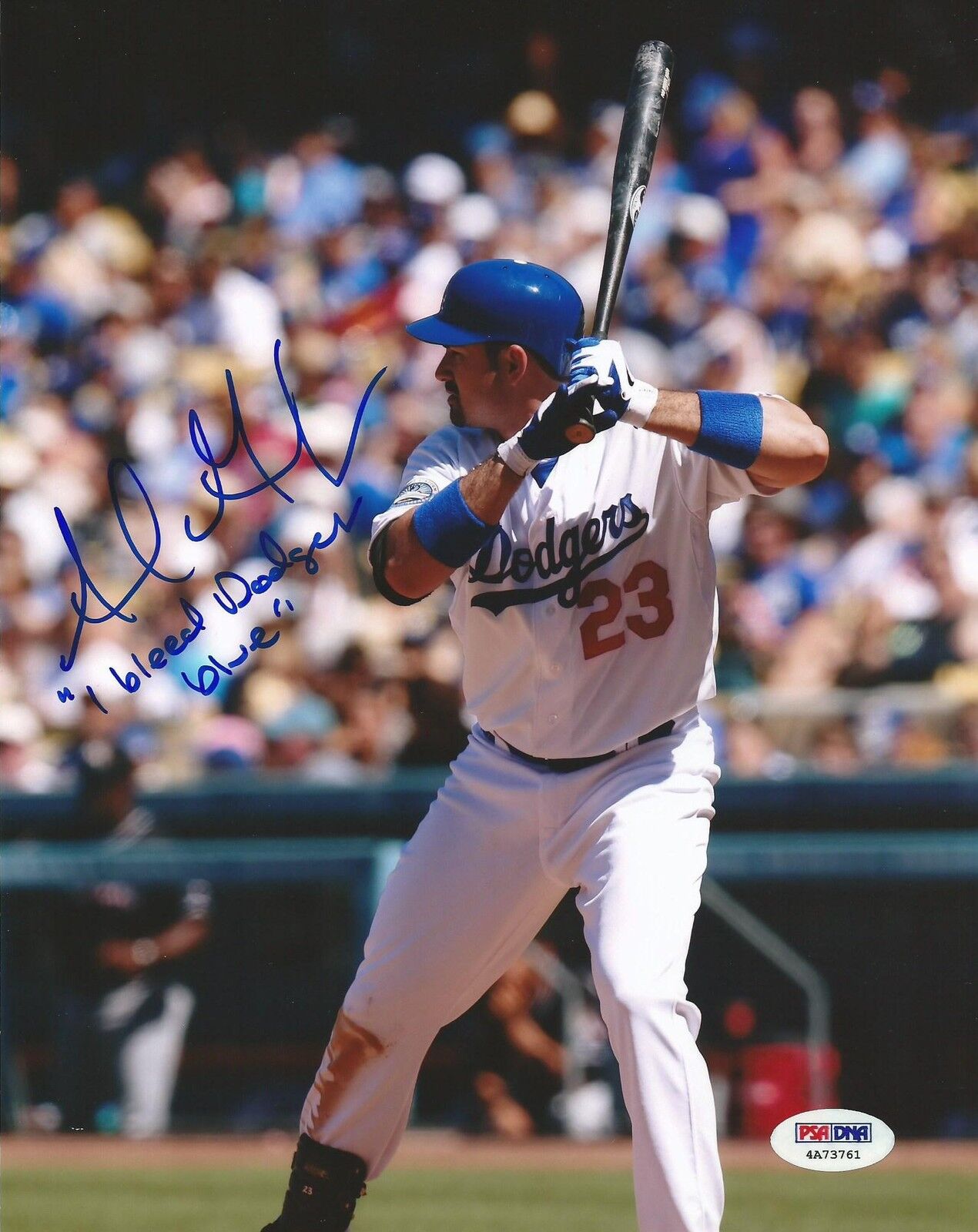 Adrian Gonzalez Signed I Bleed Dodger Blue