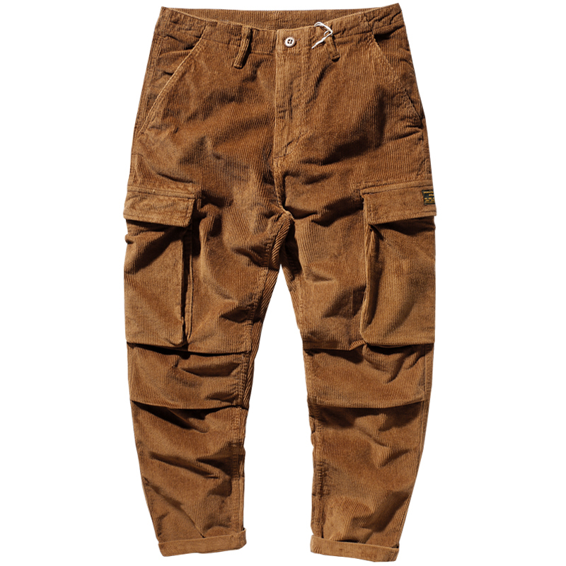 Retro Military Thick Corduroy Multi-Pocket Cargo Casual Pants