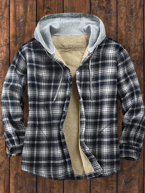 Men's autumn and winter plaid long-sleeved loose jacket