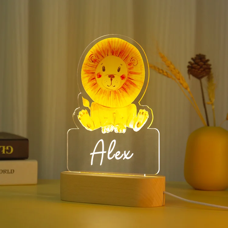 Lampe de chevet Petit lion LED Lumières monochrome personnalisée Jessemade FR