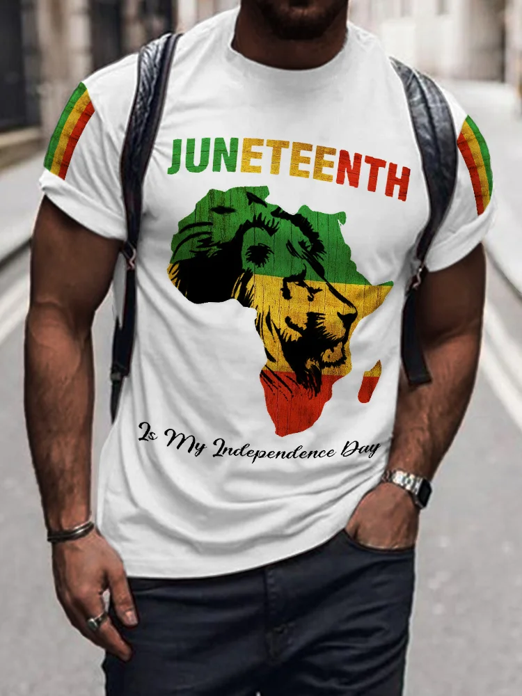 BrosWear Men's Juneteenth Is My Independence Day Africa Map T Shirt