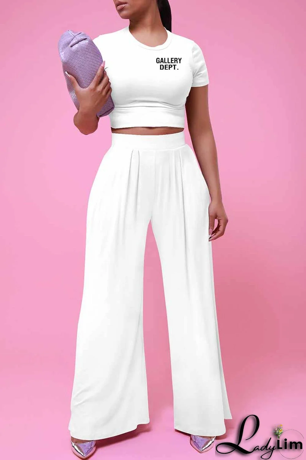 Black Casual Print Letter O Neck Short Sleeve Two Pieces