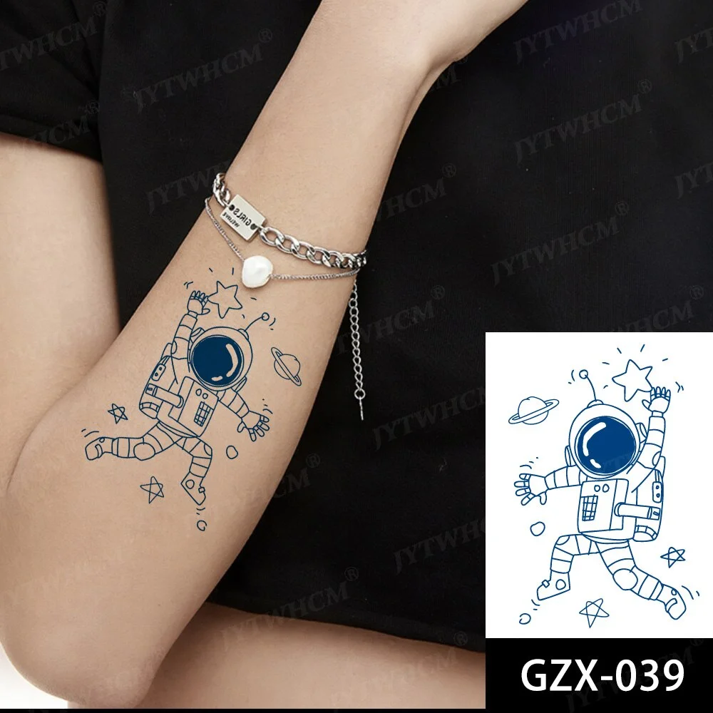 Sdrawing Stickers Semi-permanent Plant Lasting Tattoo Blue Henna Lace Flower Arm Non-reflective Herbal Juice Tattoo Waterproof