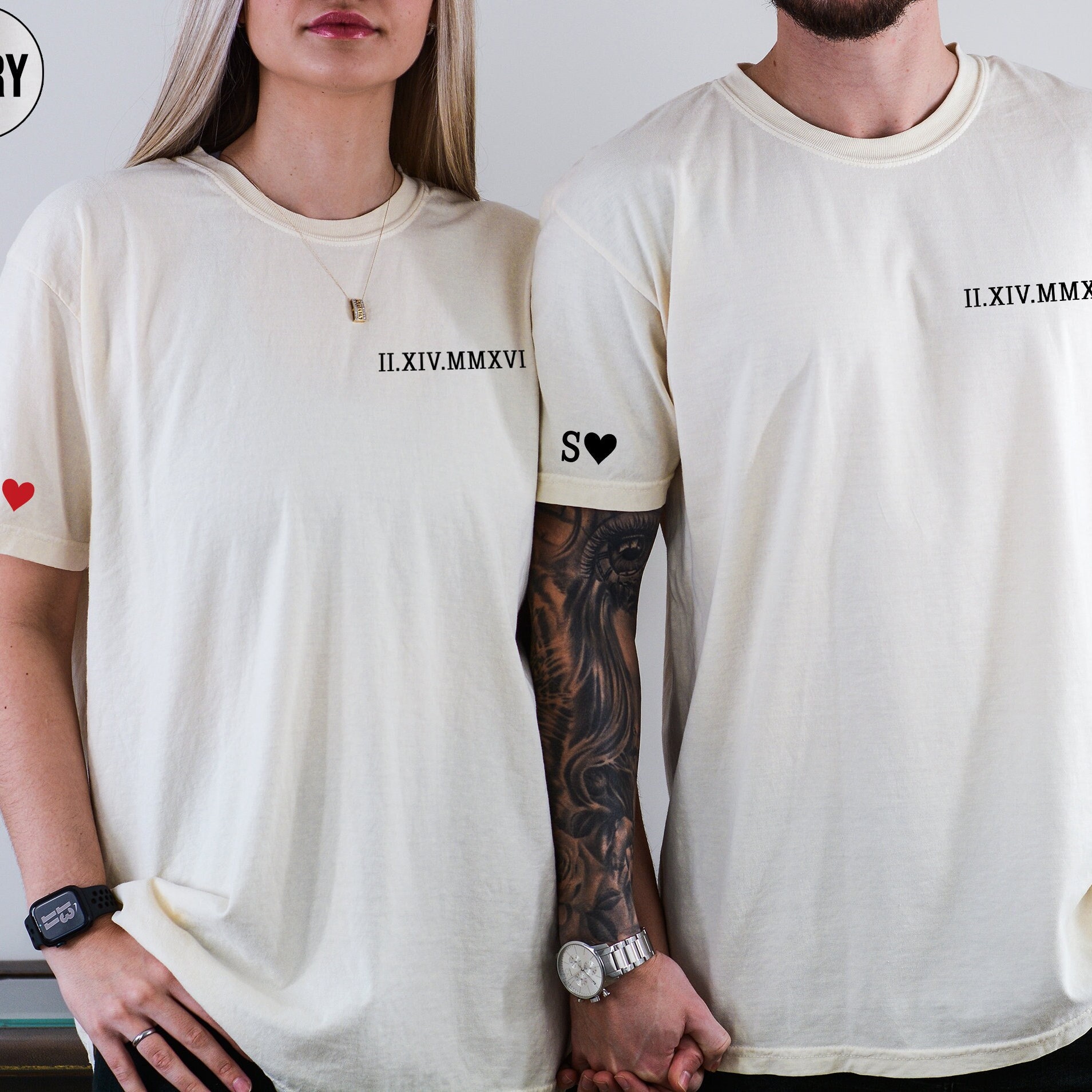 Loveyoufancy Custom Date and Initial Shirt Personalized Roman Numeral Tshirt Anniversary Gifts