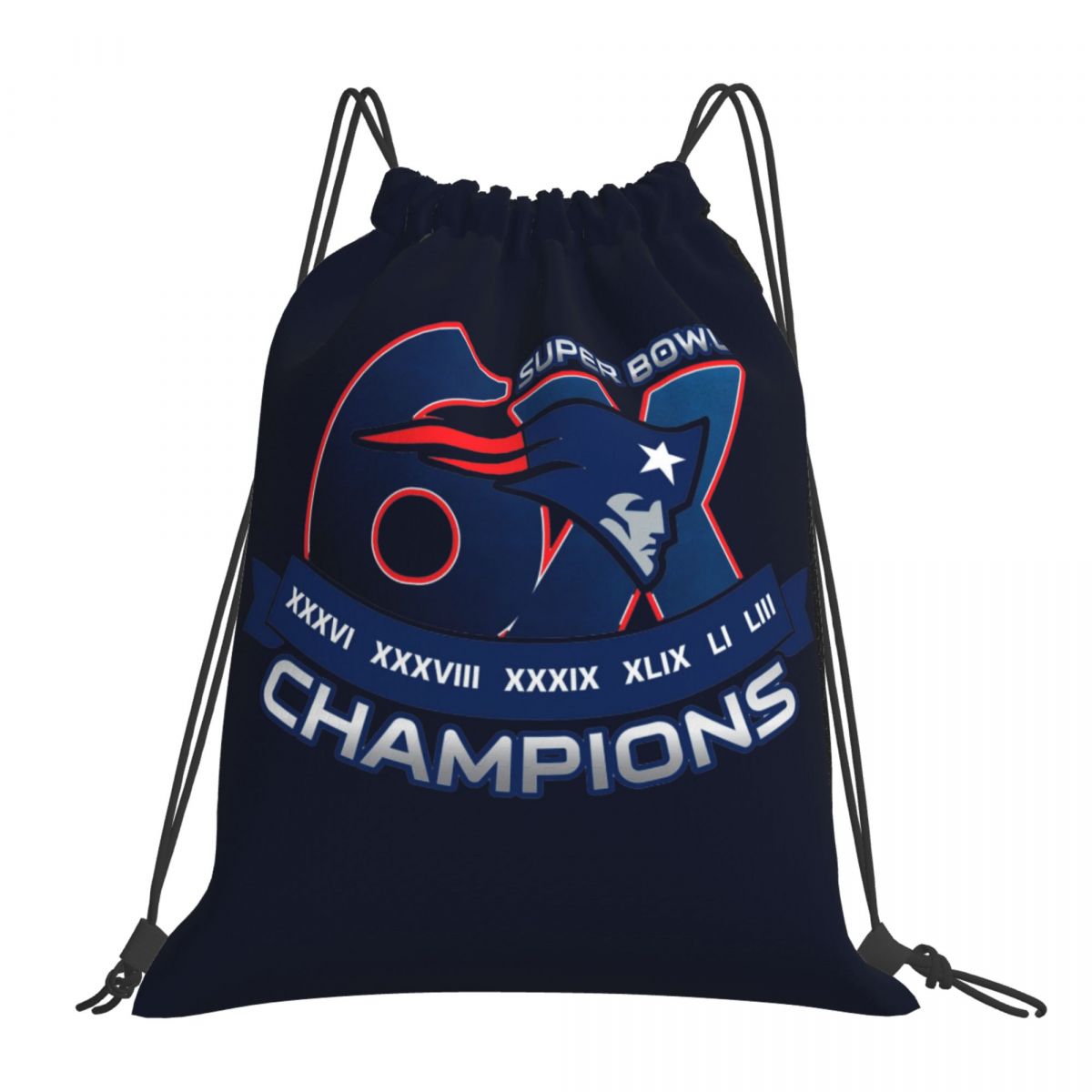 New England Patriots 6x Super Bowl Champions Drawstring Bags for School Gym