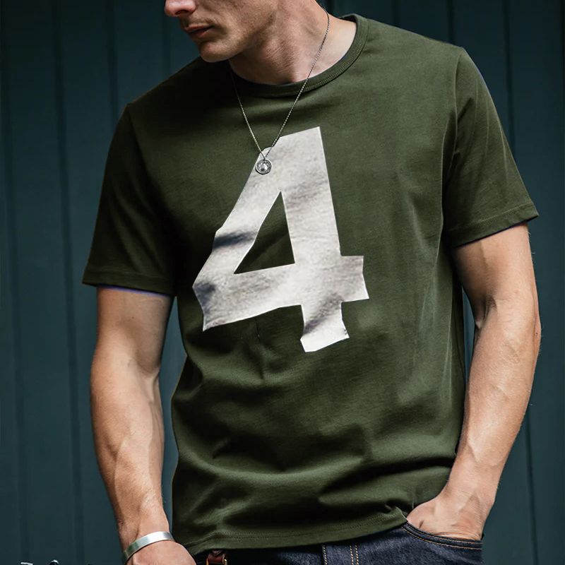 Vintage Cotton Number 4 Short-sleeved Casual T-shirt