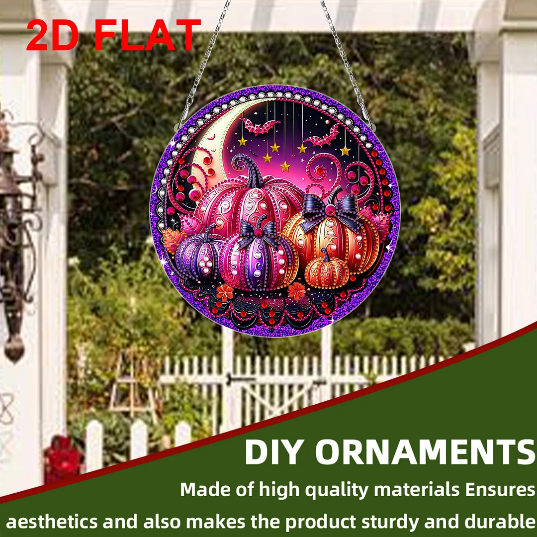 2D Flat DIY Pumpkin Diamond Art Pendant Double-Sided Diamond Painting Set