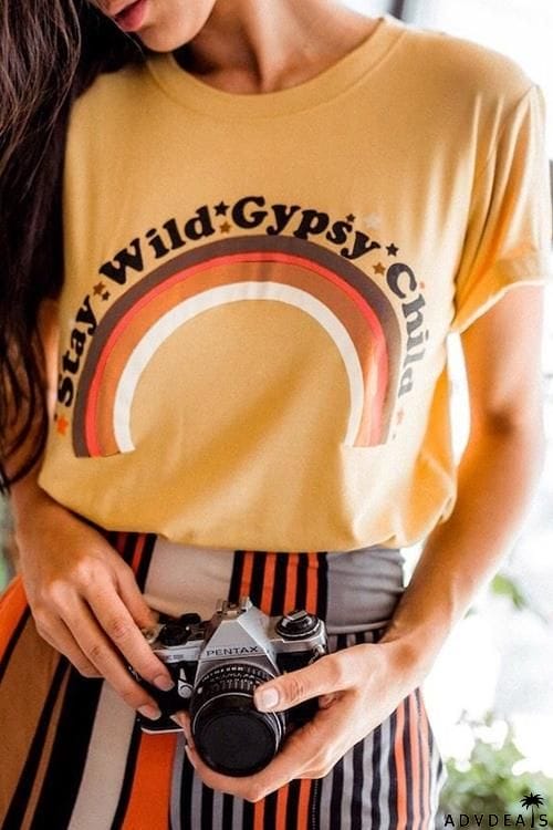 Stay Wild Gypsy Child Rainbow T-Shirt