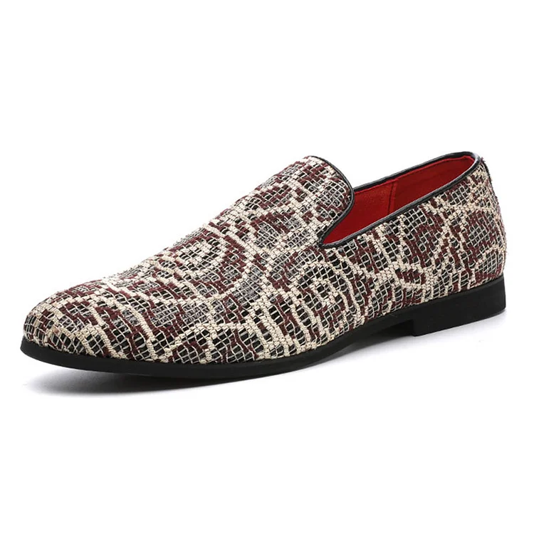 Faux Leather Embroidery Slip-On Pointy Toe Trendy Casual Loafers Shoes