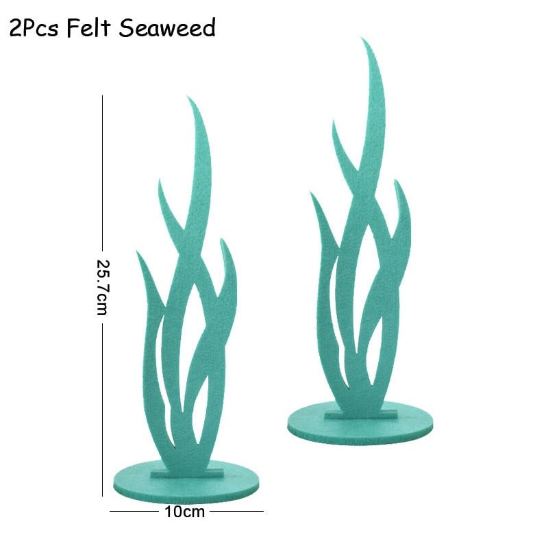 2Pcs Little Mermaid Theme Party Decorations DIY Felt Coral Table Ornament Under the Sea Girl Birthday Party Supplies Baby Shower