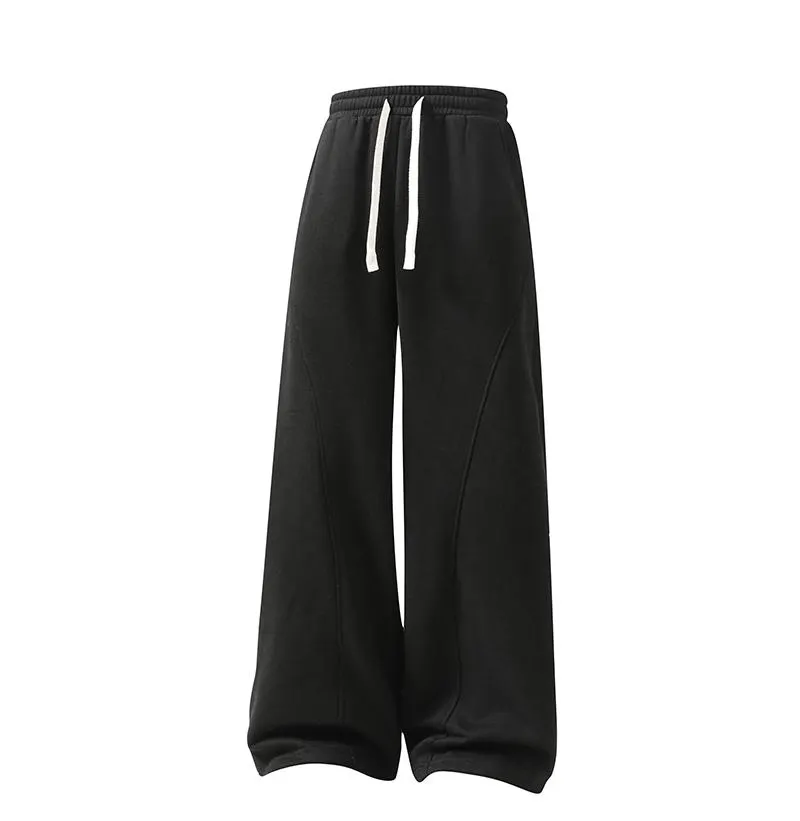 Men's Fleece Thermal Lined Sweatpants  Oversize Drawstring Waist Casual Loose Pants for Fall Winter School Season Daily Wear Stylish Menswear