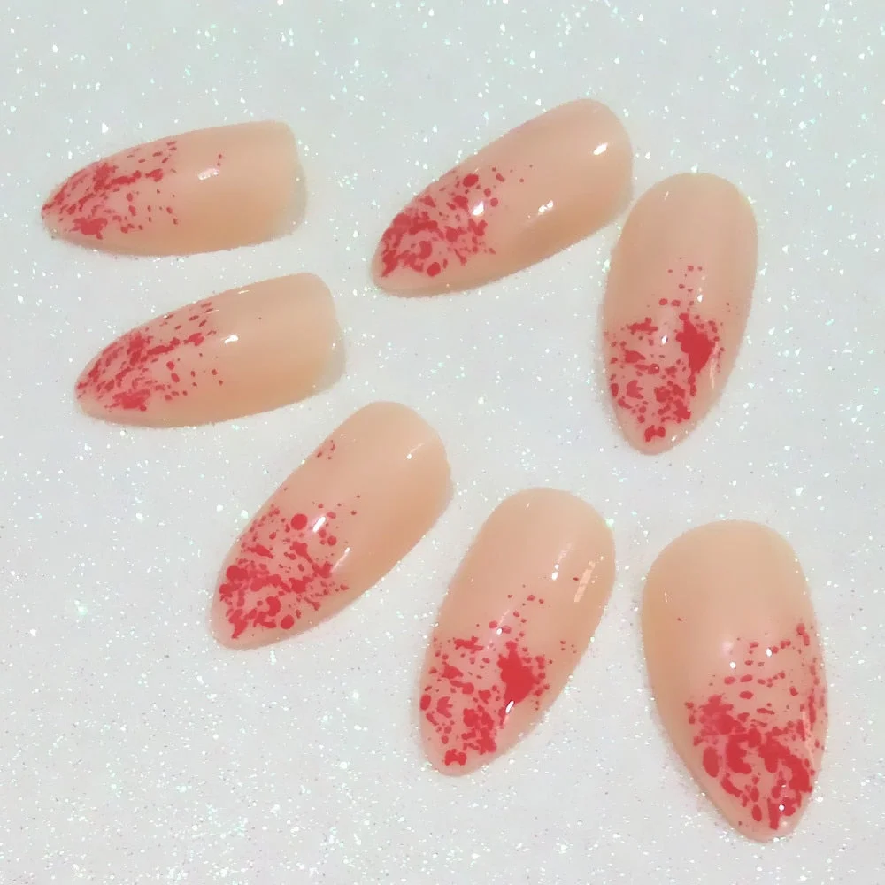 Dream Catcher Short Stiletto False Nails With Design Press On Artificial Fake Nails Tips DIY Full Cover Manicure Tool-Nail Inspo
