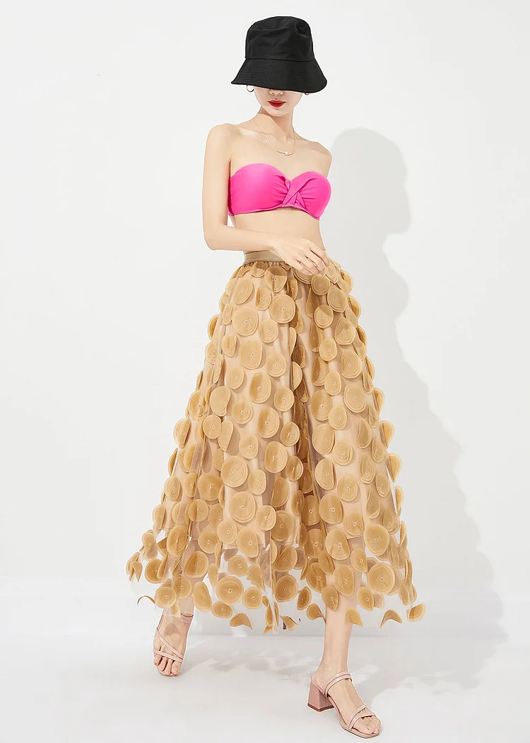 4.29Style Yellow High Waist Exra Large Hem Tulle Skirt Summer