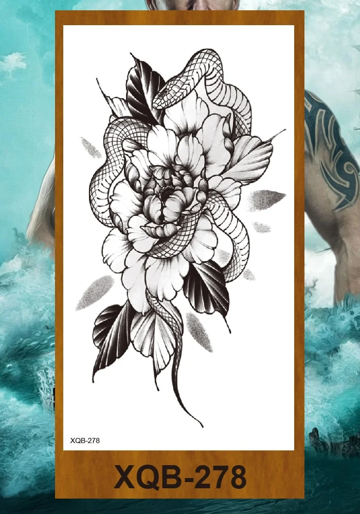 Temporary Tattoos Stickers Dragon Snake Tiger Totem Pterosaur Demon Beast Men Women Adult Girl Flower Arm Chest Fake Tatoo DIY