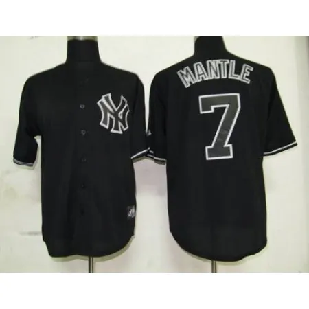 Yankees #7 Mickey Mantle Black Fashion Stitched MLB Jersey