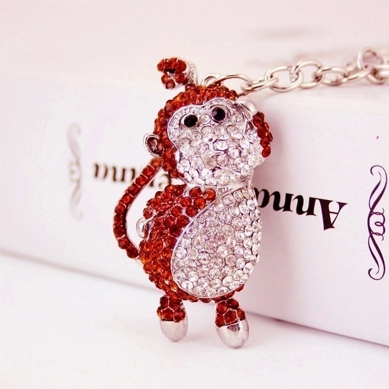 Cute Crystal Diamond Zodiac Monkey Key Chain