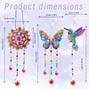 3PCS-3 5D DIY Diamond Painting Wind Chimes Suncatcher Kit Double Sided Diamond Art Kits Suncatcher with Crystal Pendant for Home Wall Window Decor Adults DIY Art Craft