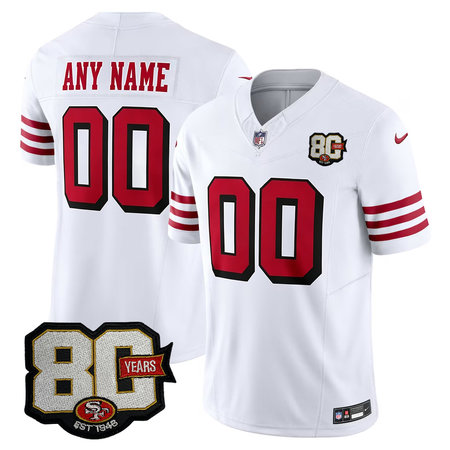 Youth San Francisco 49ers White 80 Anniversary Vapor F.U.S.E. Limited Custom Jersey