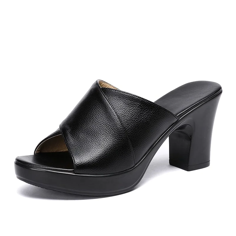 GKTINOO Fashion Women Sandals Comfortable Genuine Leather Thick Heels Women's Casual Shoes Summer Platform Sandal Plus Size 42