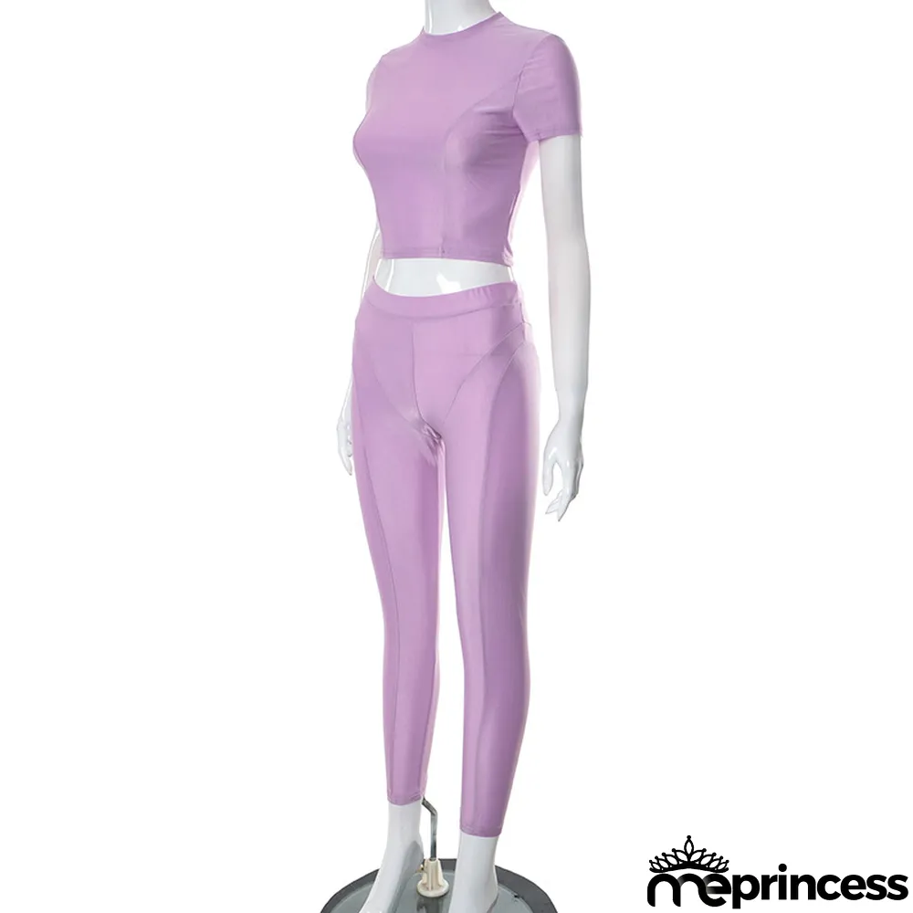 Women Summer Short Sleeve T-Shirt And Trousers Casual Two-Piece Set