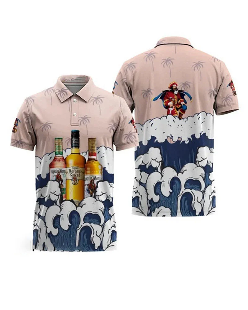 Men's Casual Summer Waves Polo Shirt01
