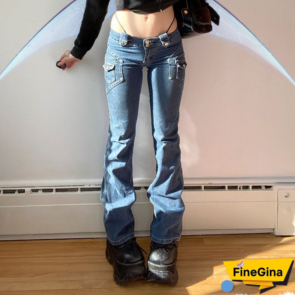 Low Waist Pocket Cargo Jeans