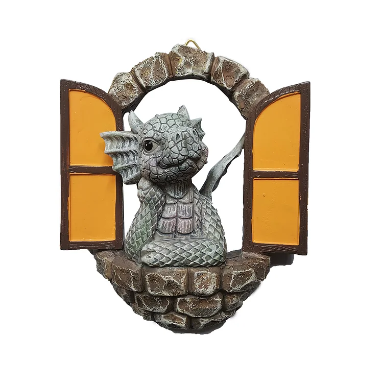 【Ornament】Home Decor Resin Ornaments-Dinosaur Climbing Window gbfke