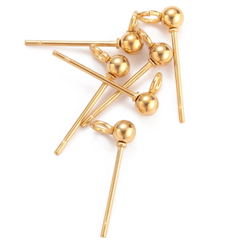 50 PCS/Package Diameter 3mm Diameter 4mm Diameter 5mm 304 Stainless Steel Solid Color Earring Findings