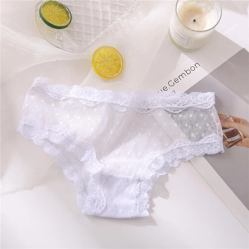 Lace Panties Sexy Underwear Women Briefs Pantys Female Underpants Perspective Panties Girls Intimates Lingerie Solid Color M-XL