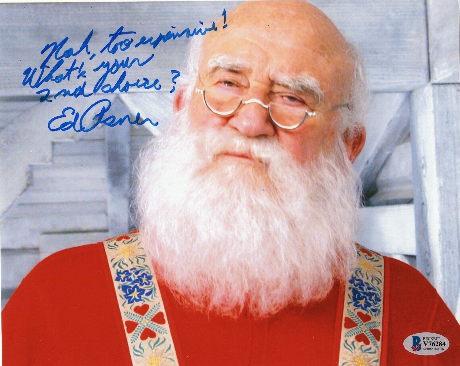 Ed Asner Signed ELF Movie Santa 8x10 Photo Poster painting w/Beckett COA V76284