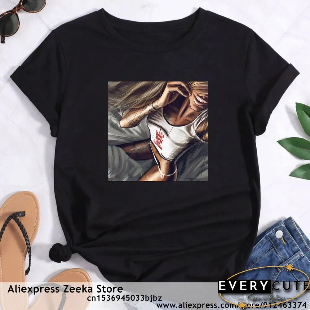 Womens Traveling Fun Print Tee-Shirt for Girls Y2K Harajuku Basics Collar White Shirt
