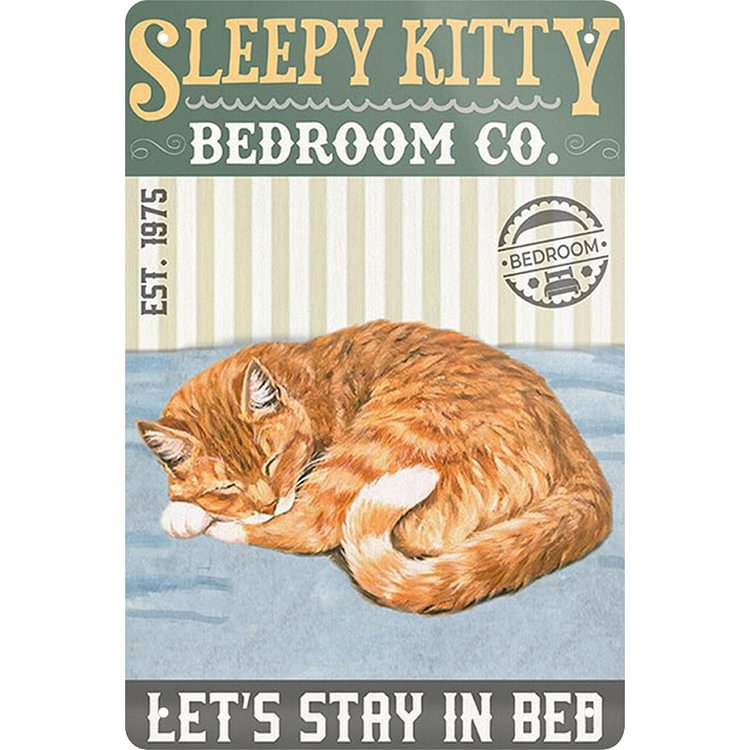 Sleeping Cat - Vintage Tin Signs/Wooden Signs - 7.9x11.8in & 11.8x15.7in