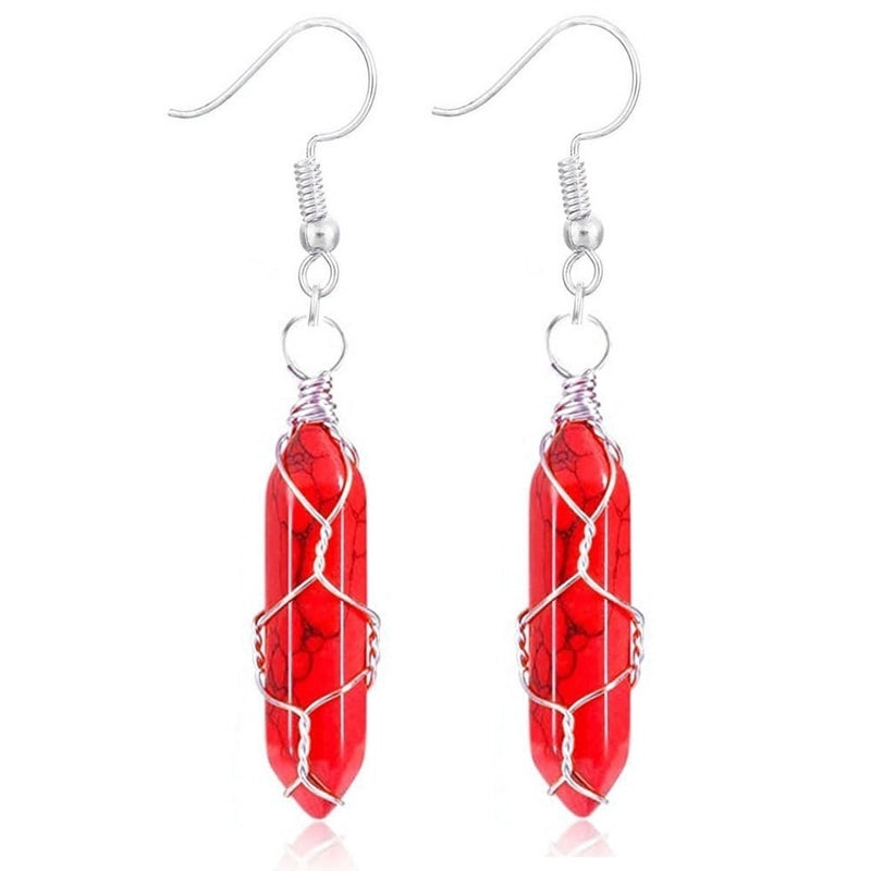 1 Pair Casual Minimalist Geometric Natural Stone Crystal Iron Drop Earrings