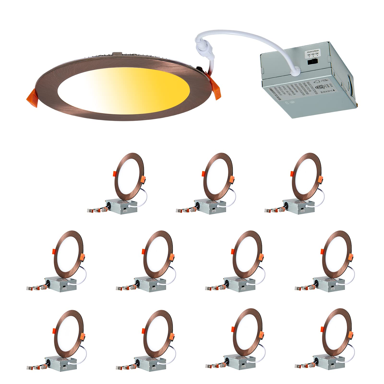 12 Pack Recessed Lights 6 Inch Dimmable 5CCT Selectable