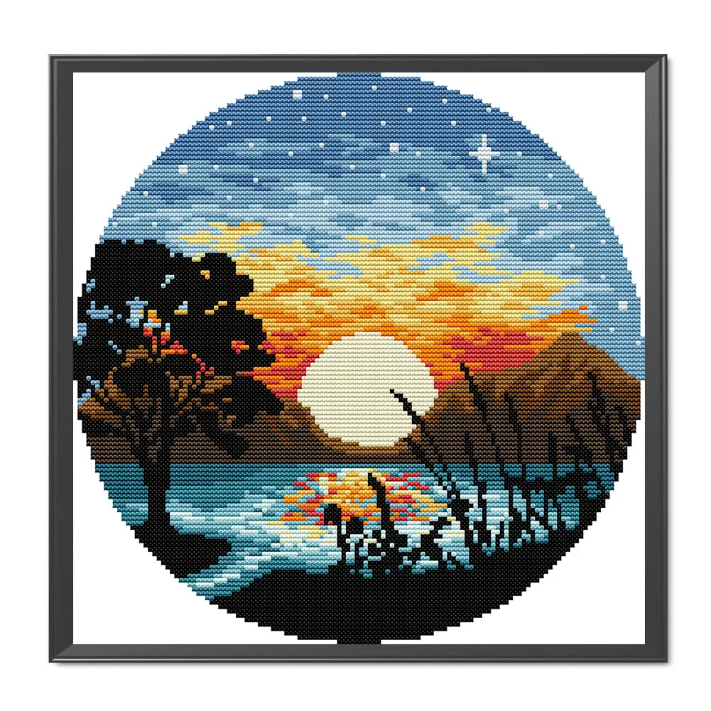 14CT Partial Printed Cross Stitch - Sunset(31*31cm)