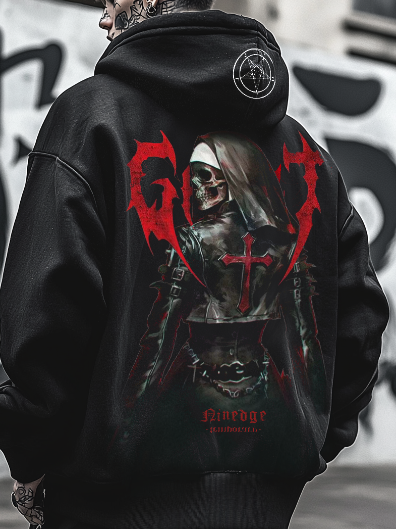 Shoptechwear Art Stanic Devil Skull Warrior Nun Oversized Unisex Hoodie