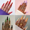 Wearing Long Bling Nails Dual Colors 24pcs 