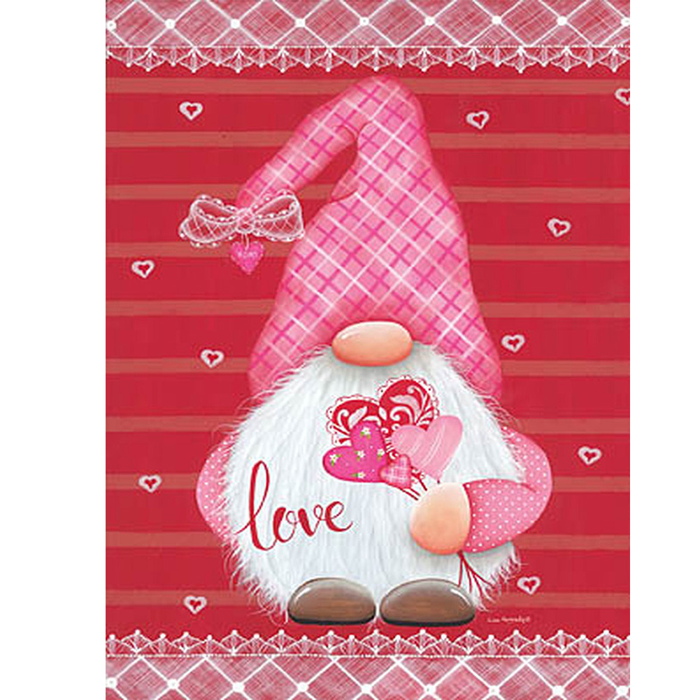 

30*40CM - Round Drill Diamond Painting - Valentine Gnome, 501 Original