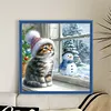 Window Cat Snowman-11CT Stamped Cross Stitch 40*40cm/15.75*15.75in tapestrymarket