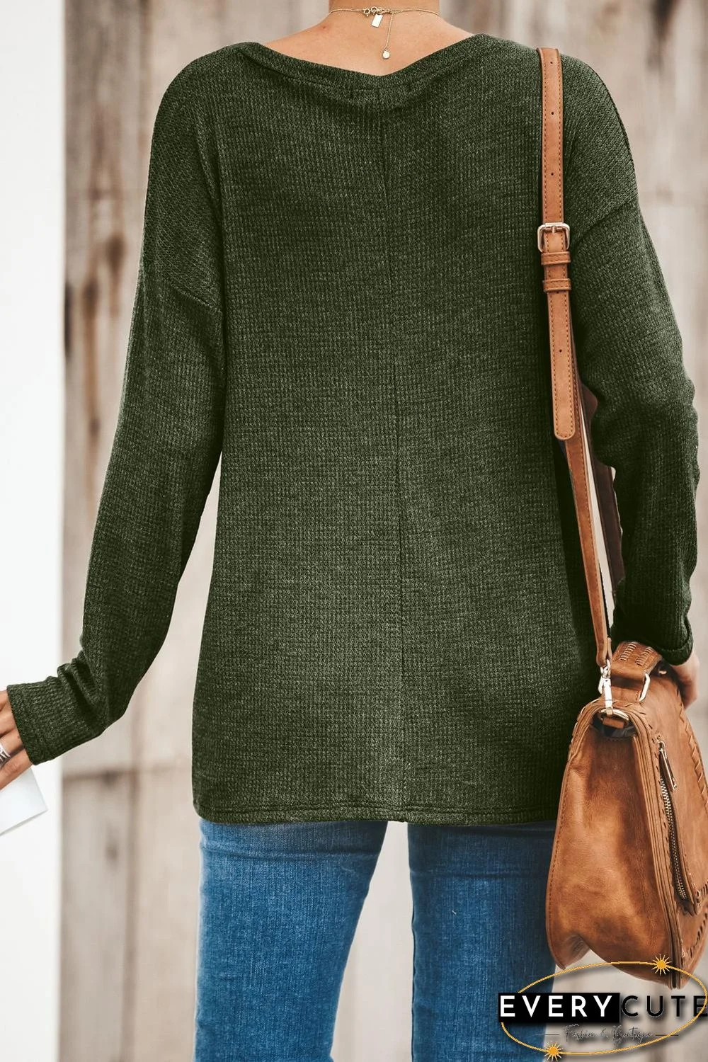 Green Solid Knotted Knitted Top