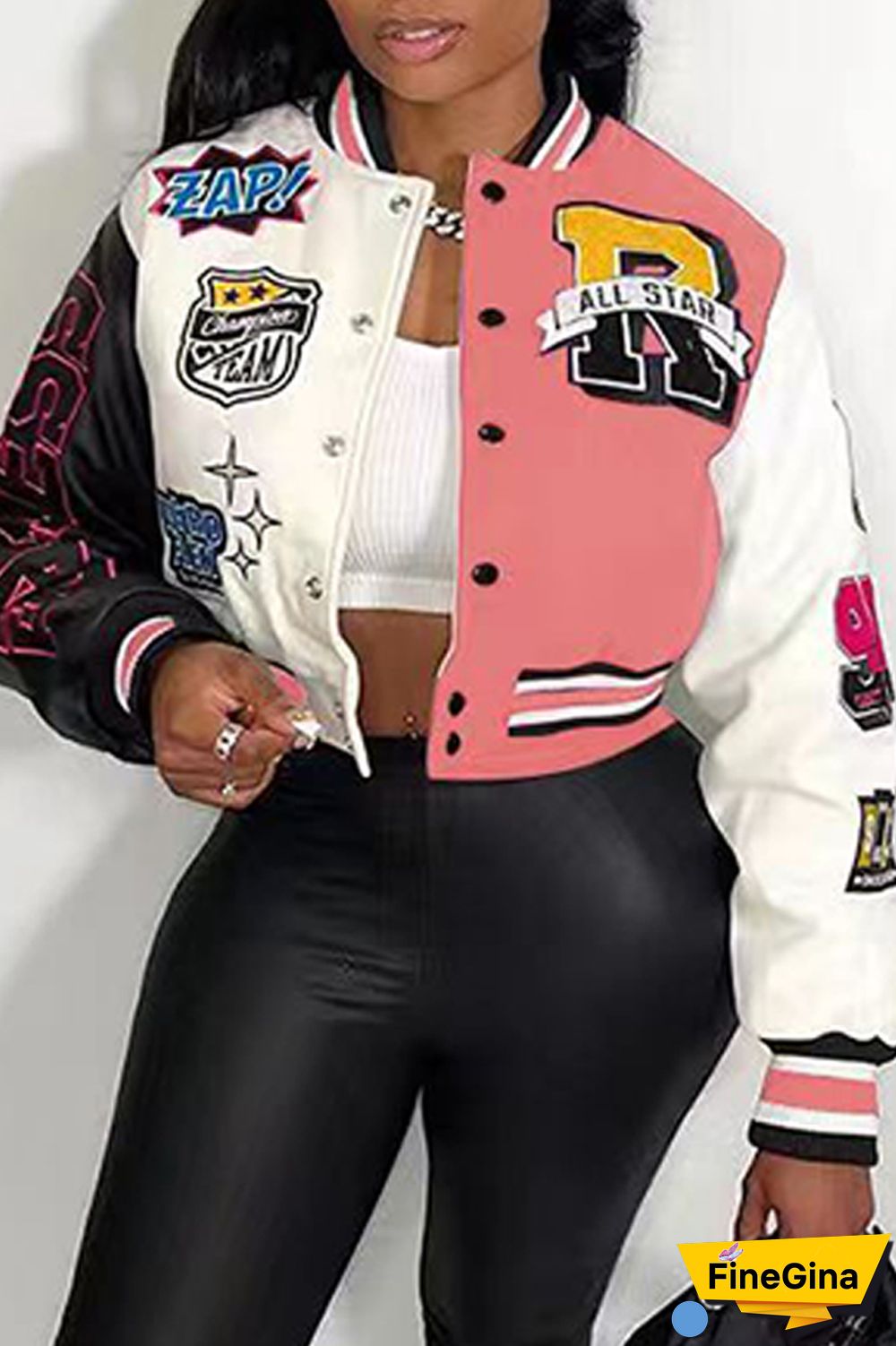 Red Casual Print Patchwork O Neck Outerwear