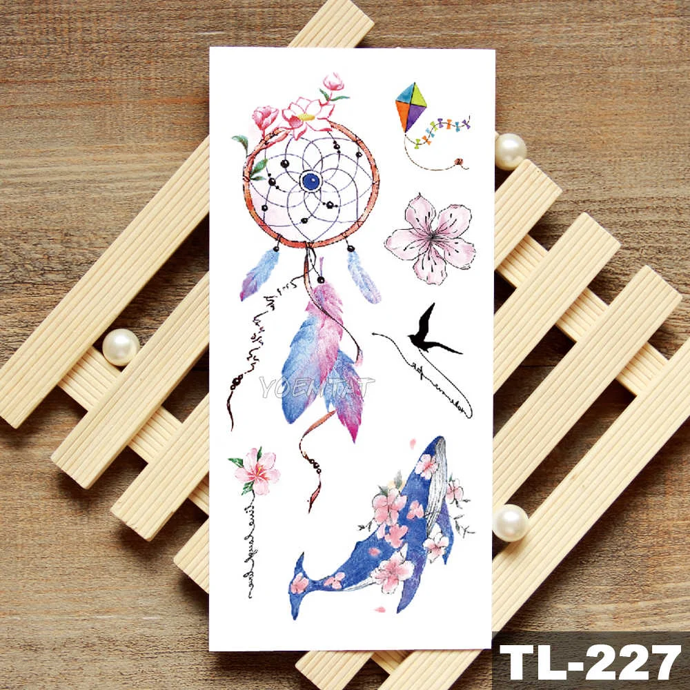 Mermaid Whale Deer Flower Waterproof Temporary Tattoo Sticker Rose Cherry Flash Tattoos Body Art Fake Arm tatoo Women