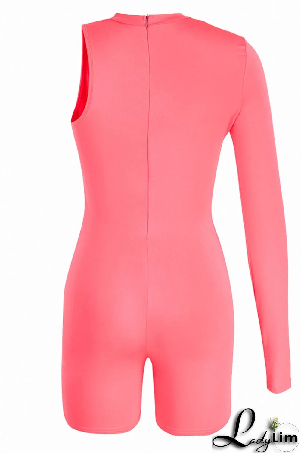 Black Sexy Sportswear Solid Patchwork Asymmetrical O Neck Skinny Jumpsuits