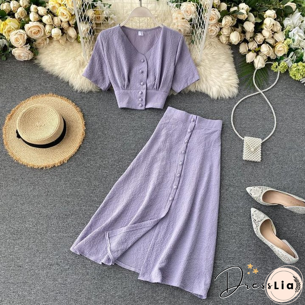 Chic Single Breasted Two-Piece Set P10765