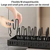 Kitchen Pots Pans Organizer with 8 Adjustable Dividers Sliding Dish Drying Shelf