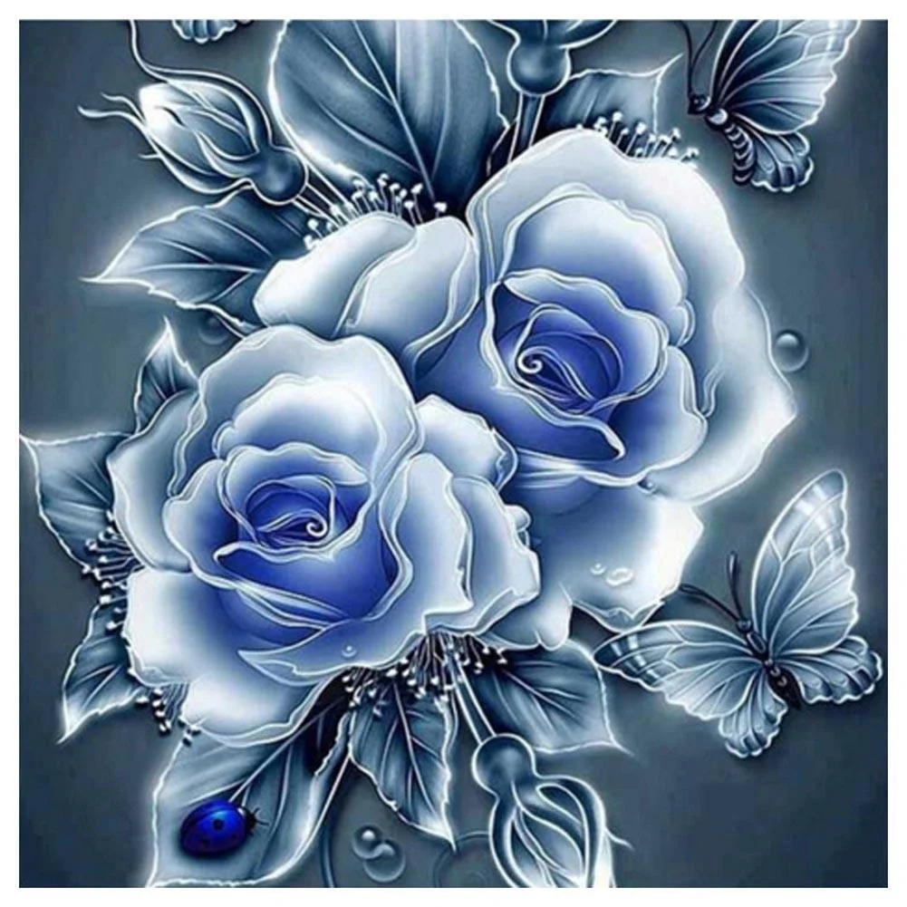 Diamond Painting - Partial Round Drill - Blue Rose(30*30cm)