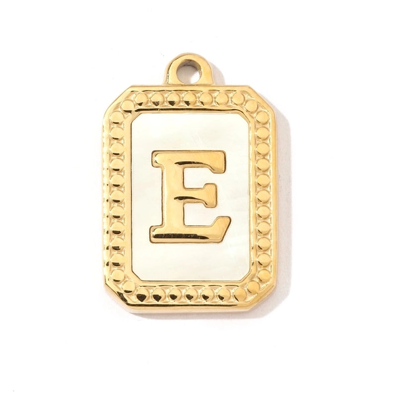 A Pack Of 3 201 Stainless Steel Shell 18K Gold Plated Letter Polished Pendant